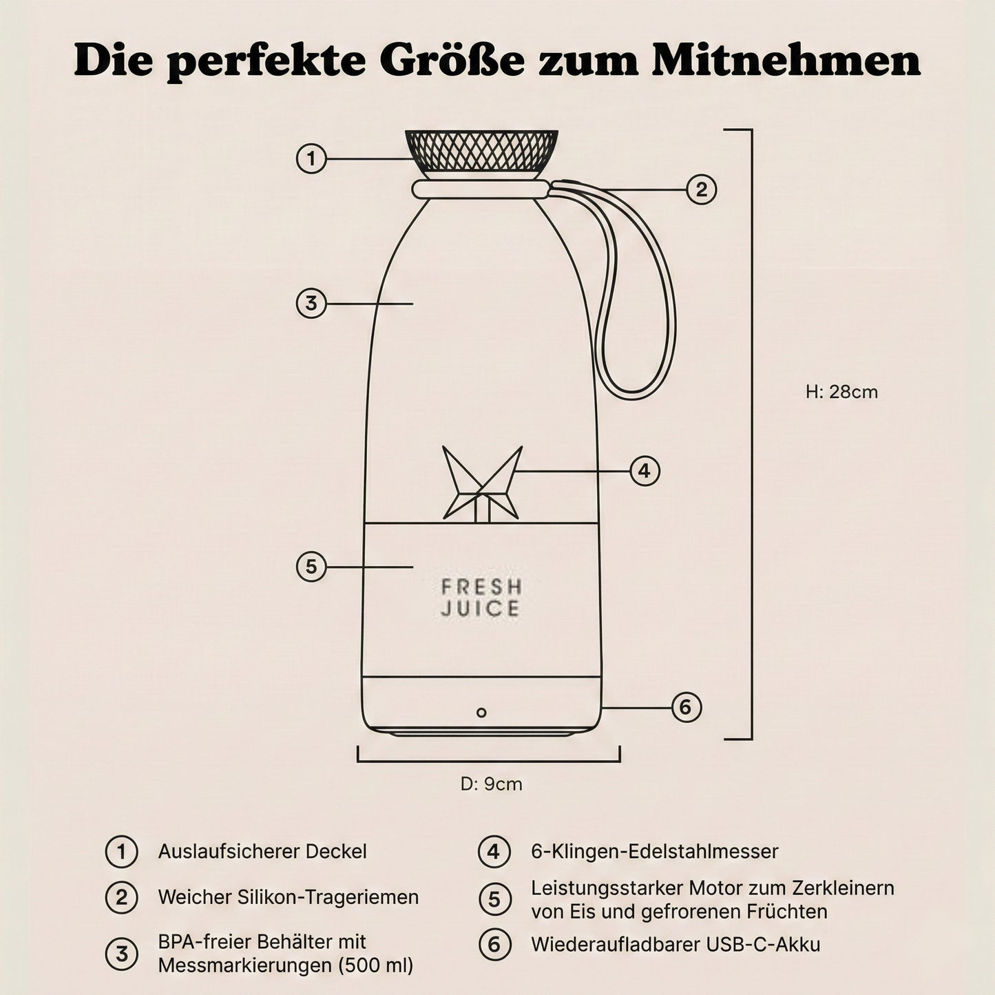 FreshBlend™ Tragbarer Smoothie-Mixer